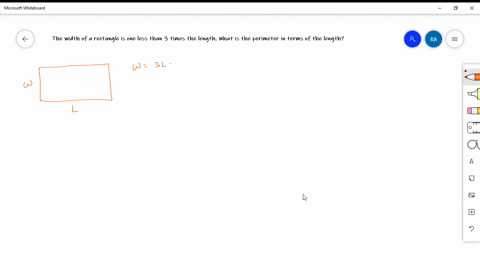the-width-of-a-rectangle-is-one-less-than-3-times-the-length-what-is-the-perimeter-in-terms-of-the-length-33748