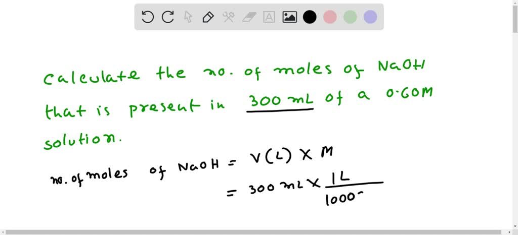 SOLVED: How many moles of solute are present in 300. mL of a 0.60 M ...