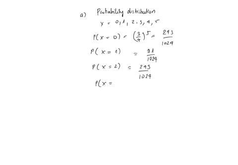 five-darts-are-thrown-at-a-dartboard-the-probability-of-hitting-the-bulls-eye-is-14-let-the-random-variable-x-denote-the-number-of-darts-that-hit-the-bulls-eye-assume-that-the-throws-are-ind-57559