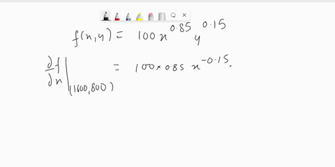 consider-the-cobb-douglas-production-function-fxy-100x085015-when-x-1600-and-y-800-find-the-following-round-your-answers-to-two-decimal-places-the-marginal-productivity-of-labor-dfax-the-mar-19057