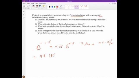 if-electricity-power-failures-occur-according-to-a-poisson-distribution-with-an-average-of-3-failures-every-twenty-weeks-a-calculate-the-probability-that-there-will-not-be-more-than-one-fail-71746