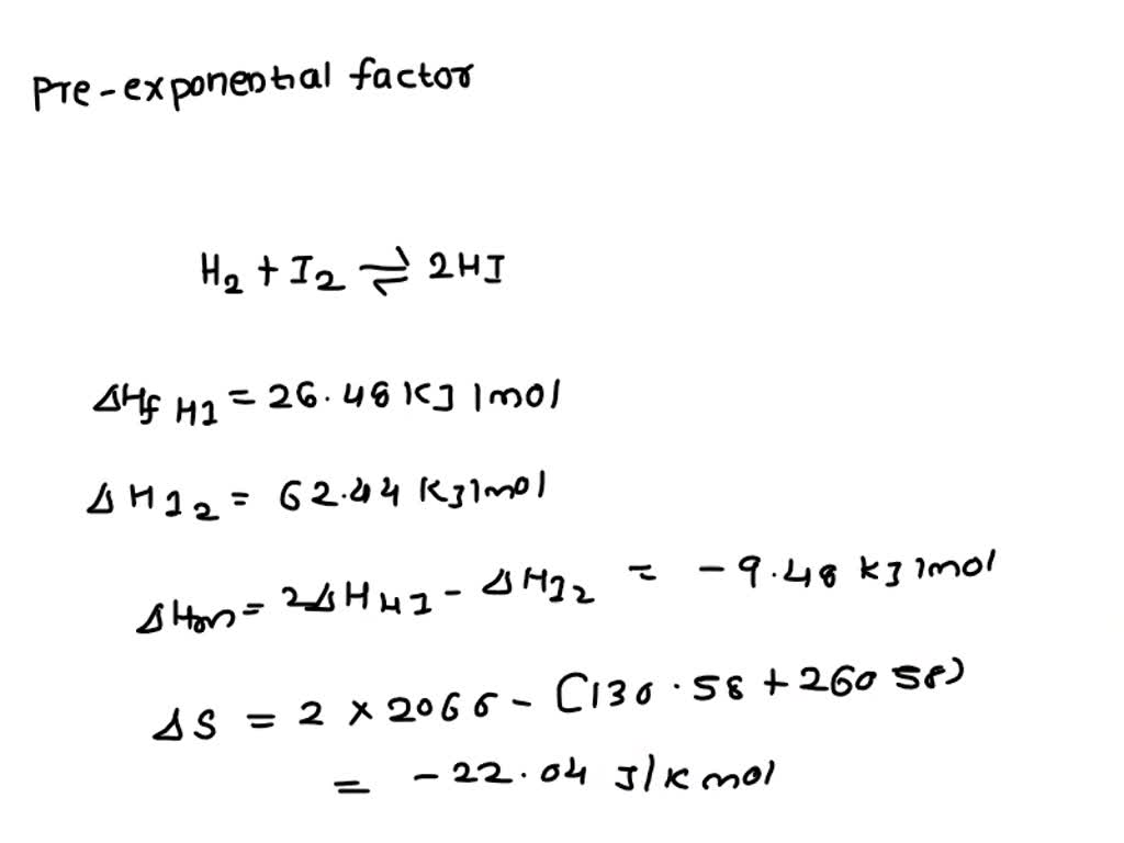 SOLVED The reaction H2 + I2 â†’ 2HI takes place in the gas phase and