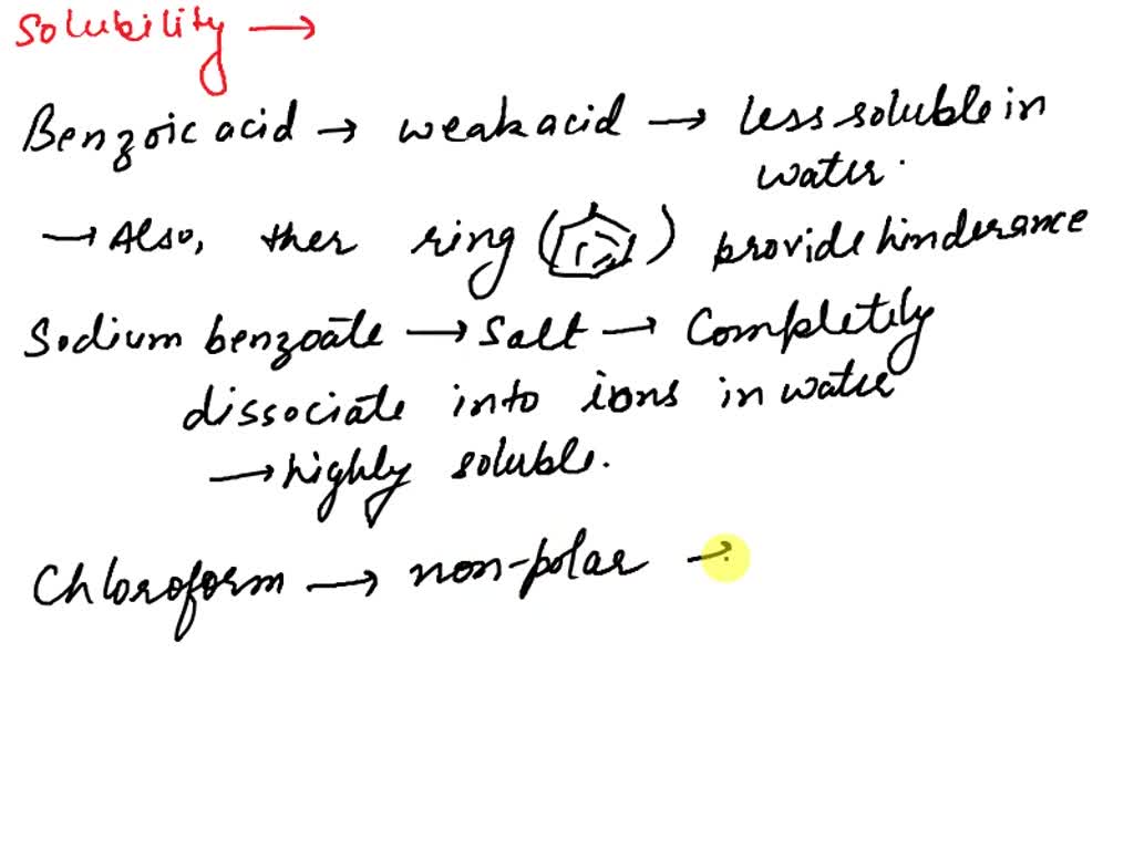 SOLVED What is the difference in the solubility of benzoic acid and