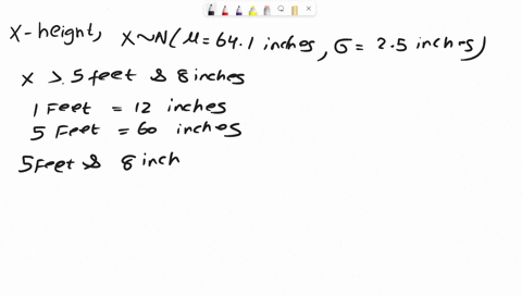 the-heights-of-american-women-between-the-ages-of-18-and-24-are-approximately-normally-distributed-the-mean-is-641-inches-and-the-standard-deviation-is-25-inches-what-percentage-of-such-wome-12418