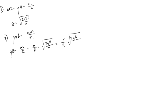 you-measure-the-charge-to-mass-ratio-gm-for-particle-with-positive-charge-in-the-following-way-the-particle-starts-from-rest-is-accelerated-through-a-potential-difference-av-and-attains-velo-42062