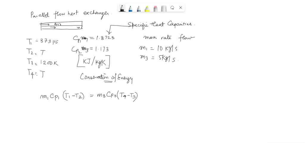 SOLVED: A parallel flow heat exchanger operates at steady state with ...