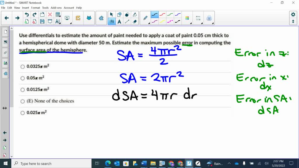 SOLVED Use differentials to estimate the amount of paint needed to