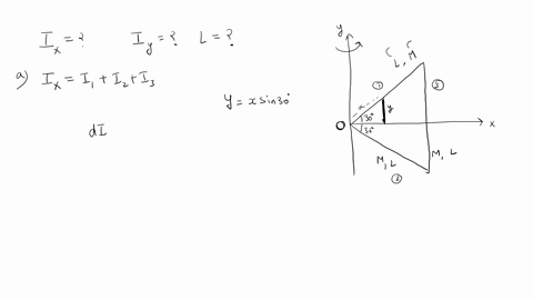 problem-1-a-moment-of-inertia_-figure-1-shows-a-rigid-equilateral-triangular-frame-in-the-xy-plane-the-frame-is-made-of-three-thin-rods-each-with-length-l-and-mass-m-and-one-corner-is-locate-96282