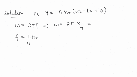 a-wave-travelling-in-the-ve-x-direction-having-displacement-along-y-direction-as-1m-wavelength-2-m-and-frequency-1pi-hz-is-represented-by