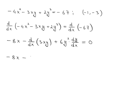 find-the-slope-of-the-tangent-line-to-the-curve-4-x2-3-x-y2-y3-67-at-the-point-1-3