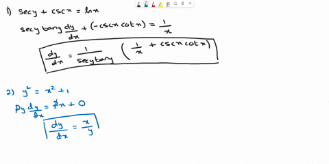 what-is-the-derivative-of-the-following1secy-cscx-ln-x2-y2-x2-13-y2-4x2-x4-y-sinxy5-xy2-6y3-5x2-95529