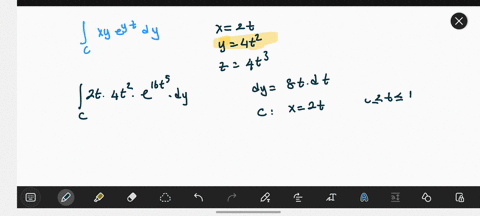 evaluate-the-line-integral-where-c-is-the-given-curve-xyeyz-dy-cx-2t-y-4t2-2-4t3-0-t-1-68809