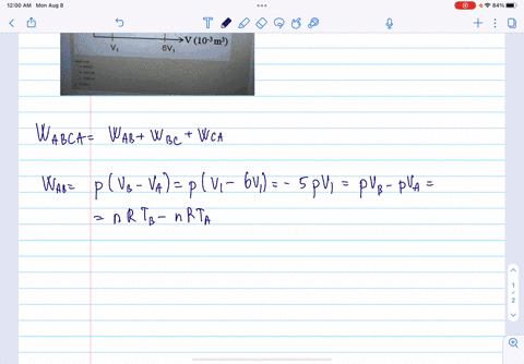 one-mole-of-monoatomic-and-ideal-gas-is-taken-from-thermodynamic-state-a-to-state-b-and-to-state-cand-finally-to-state-a-as-shown-in-the-p-v-diagram-the-process-of-ca-is-isothermal-the-tempe-45386