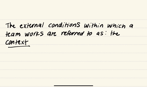 what-are-the-external-conditions-within-which-a-team-works-select-one-question-6-options-asetting-bsituation-cperspective-dcontext