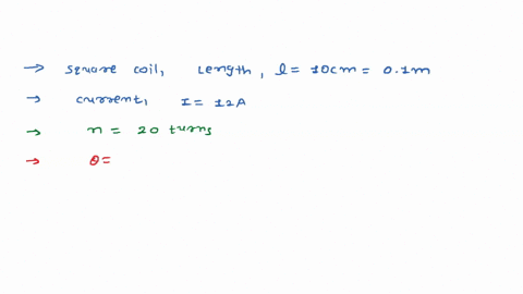 a-square-coil-of-side-10-cm-consists-of-20-turns-and-carries-a-current-of-12-a-the-coil-is-suspended-vertically-and-the-normal-to-the-plane-of-the-coil-makes-an-angle-of-30o-with-the-direction-of-a-un