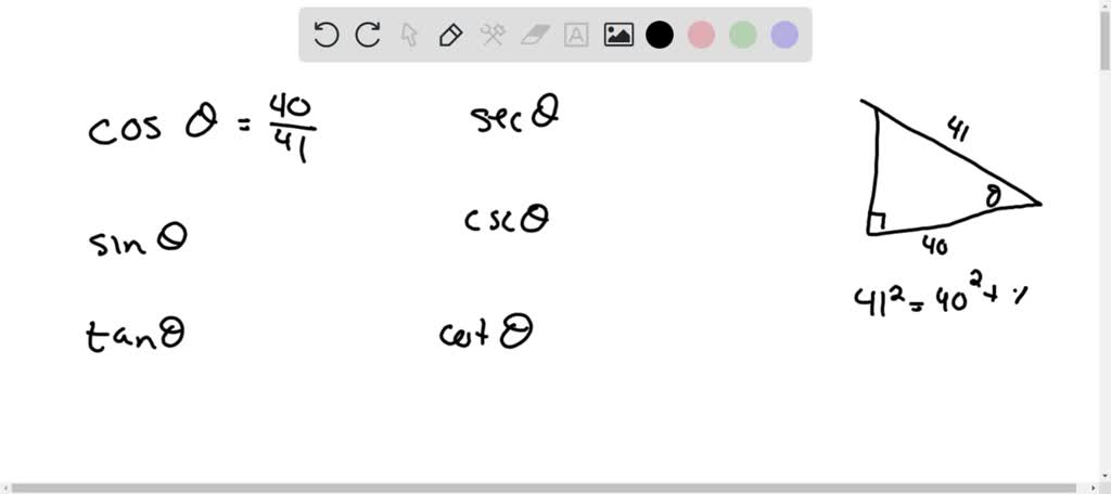 SOLVED: Sketch a right triangle corresponding to the trigonometric ...