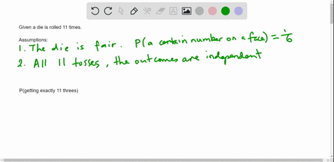 a-die-is-rolled-11-times-find-the-probability-of-rolling-the-following-exactly-11-threes-the-probability-is-use-scientific-notation-round-to-three-decimal-places-as-needed-99235