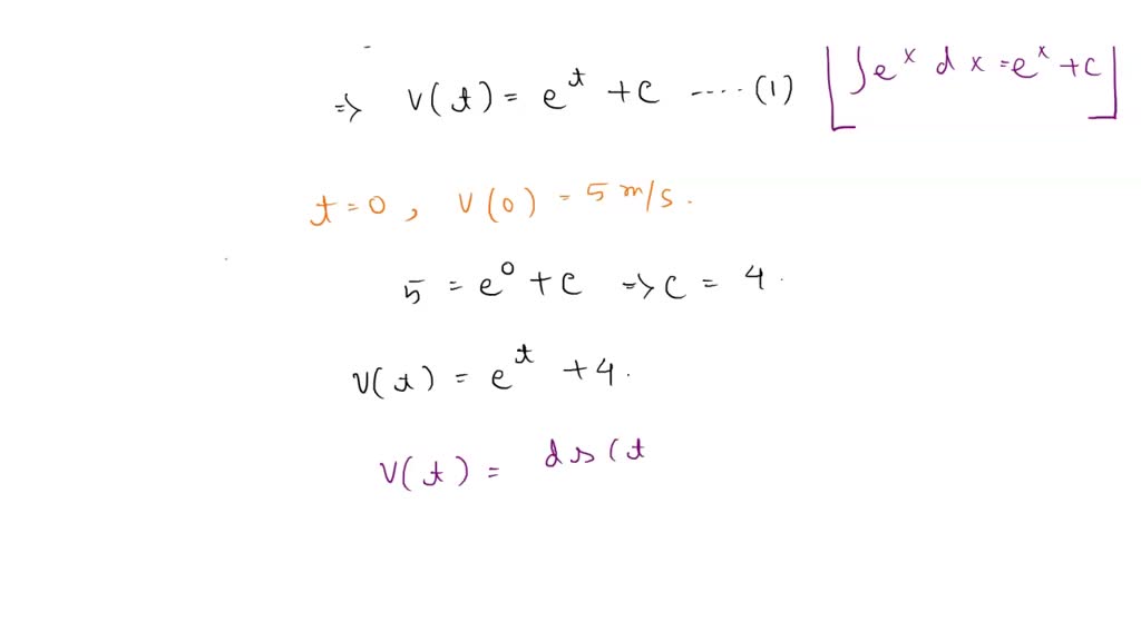SOLVED: The acceleration of an object in rectilinear motion is given. Find  the position function s=s(t) of the object under the given initial  conditions. a(t)=e^t m/s^2, s(0)=0 m, v(0)=5 m/s (Express numbers