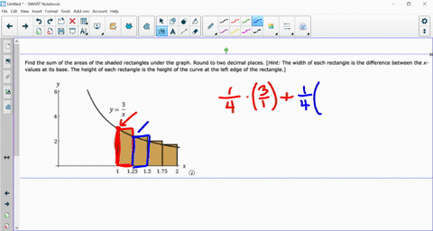 find-the-sum-of-the-areas-of-the-shaded-rectangles-under-the-graph_-round-to-two-decimal-places-hint-the-width-of-each-rectangle-is-the-difference-between-the-x-values-at-its-base_-the-heigh-76075
