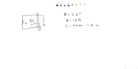 b-in-the-arrangement-shown-a-conducting-bar-of-negligible-resistance-slides-along-horizontal-parallel-frictionless-conducting-rails-connected-as-shown-to-a-10-0-resistor-a-uniform-32-t-magne-06677