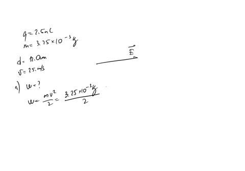 a-point-particle-of-charge-25-nc-and-mass-325x10-3-kg-is-in-a-uniform-electric-field-directed-to-the-right-it-is-released-from-rest-and-moves-to-the-right-after-it-has-traveled-120-cm-its-sp-36147