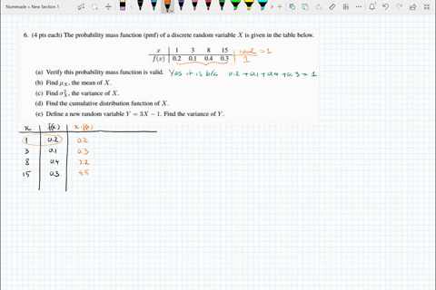 pts-each-the-probability-mass-function-pmf-of-a-discrete-random-variable-is-given-in-the-table-below-15-04-03-76402-verify-this-probability-mass-function-is-valid-find-x-the-mean-of-x-find-t-81025