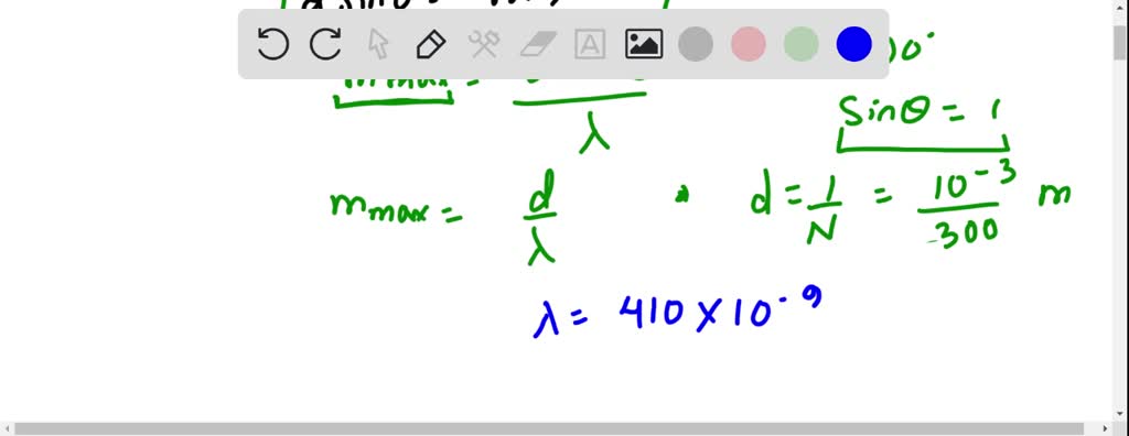 SOLVED: A commercial diffraction grating has 300 lines per mm. When a student shines a 410 nm ...