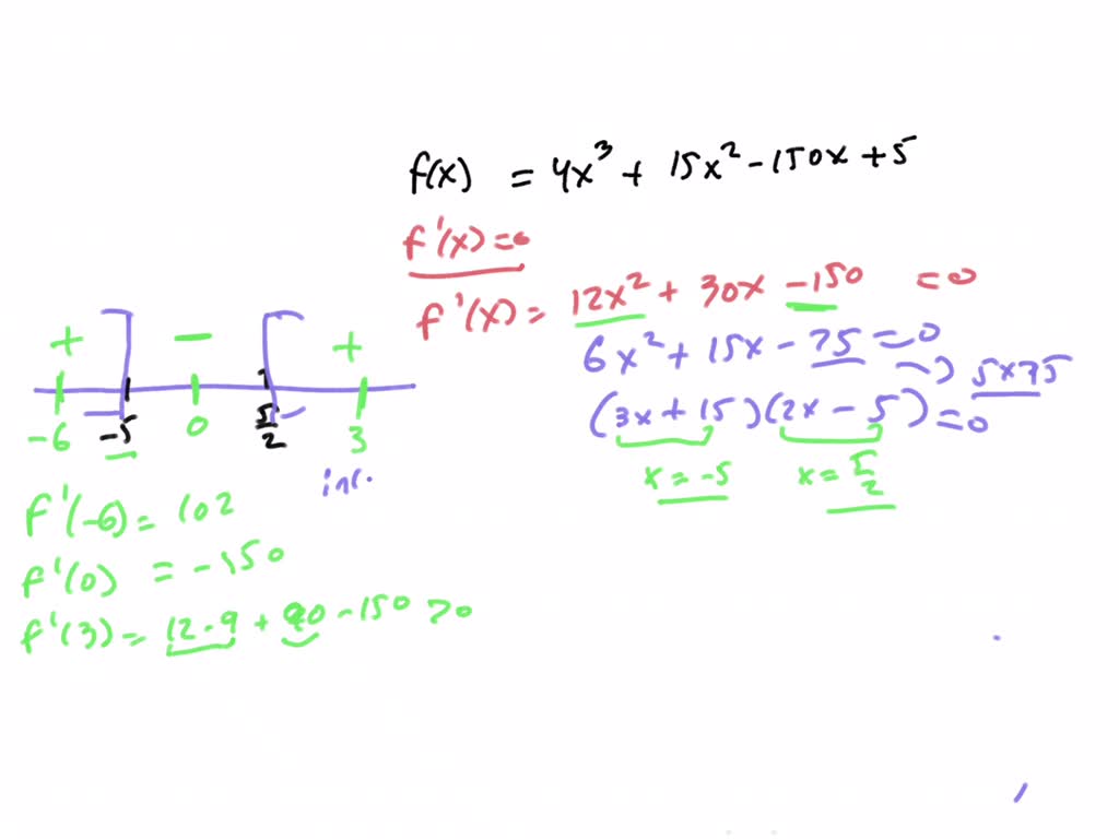 Solved Consider The Equation Below F X 4x3 15x2 150x Find The Interva Which Is Increasing