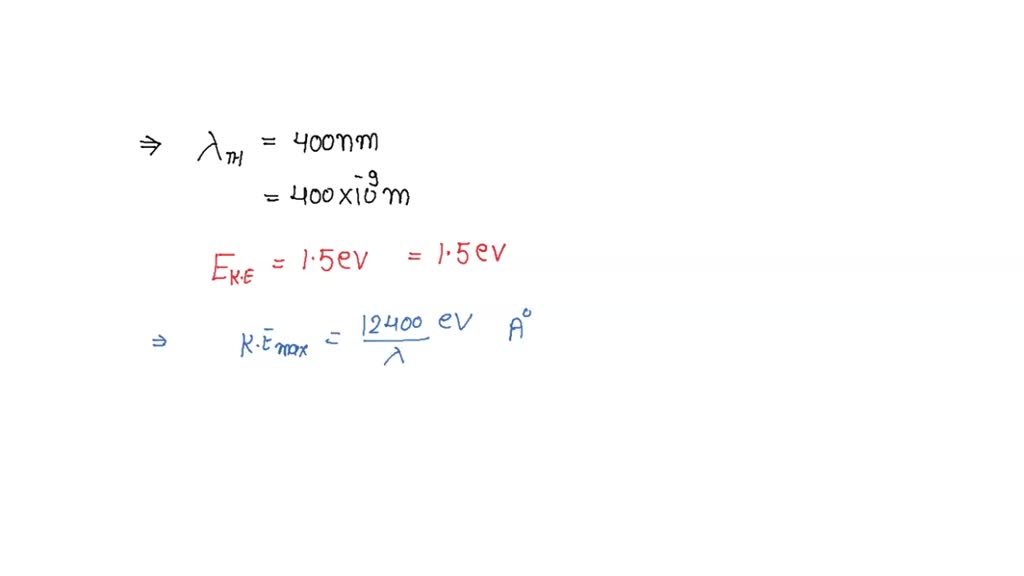 " The threshold wavelength of a metal is 400 nm. Photo electrons have