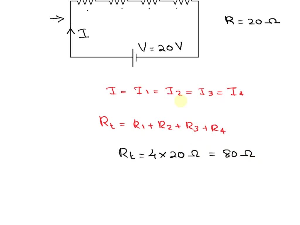 SOLVED Four 20Ω resistors are connected in series and the combination