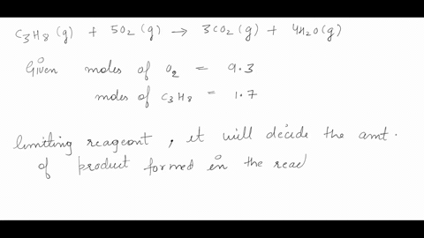 the-combustion-of-propane-c3h8-produces-co2-and-h2o-c3h8-g-5o2-g-3co2-g-4h2o-g-the-reaction-of-93-mol-of-o2-with-17-mol-of-c3h8-will-produce-_____-mol-of-h2o-please-provide-an-in-depth-expla-53854