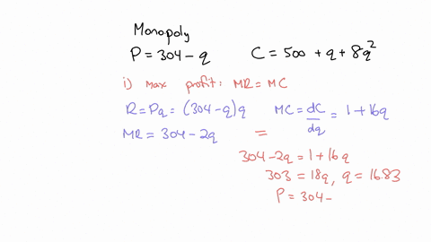 a-revenue-maximizing-monopolist-requires-a-profit-of-at-least-1500-her-demand-and-cost-functions-are-p304-2q_1-and-c500q_1-8q_12-determine-her-output-level-and-the-price-contrast-these-values-with-tho