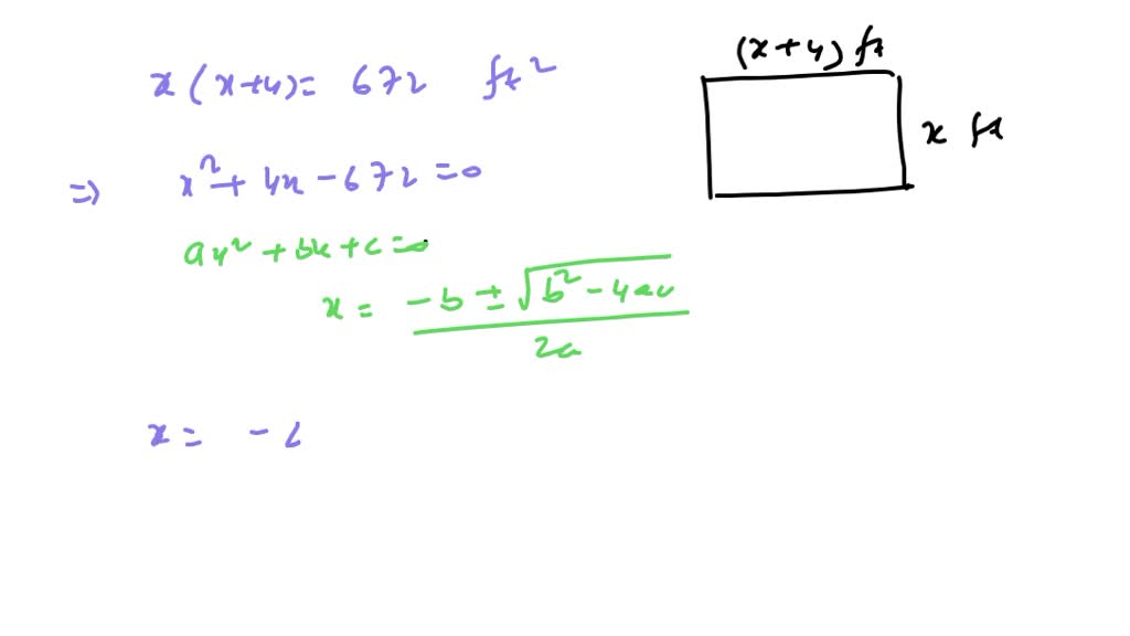 SOLVED: A rectangular garden is 8 ft longer than it is wide. Its area ...