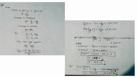 an-expandable-cylinder-has-its-top-connected-to-a-spring-with-force-constant-200-times-103-mathrmn-mathrmm-fig-mathrmp-1064-the-cylinder-is-filled-with-500-mathrml-of-gas-with-the-spring-relaxed-at--2