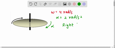 left-right-down-spinning-disk-is-rotating-at-a-rate-of-4-rads-in-the-clockwise-direction-as-shown-in-the-figure-if-the-disk-is-speeding-up-at-a-rate-of-2-rads-what-is-the-direction-of-the-an-20002