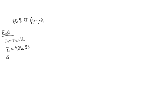 construct-an-80-confidence-interval-for-the-difference-between-two-population-means-using-the-sample-data-below-that-have-been-selected-from-normally-distributed-populations-with-different-population-