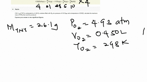 trinitrotoluene-tnt-czhnzo6-undergoes-complete-combustion-according-to-the-following-balanced-chemical-equation-czhnzoss-ozg-cozg-znzg-2-hzol-part-a-if-26-of-tnt-is-combusted-in-0450-l-conta-63085