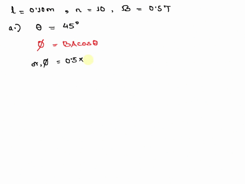 a-square-loop-of-wire-having-10-turns-or-loops-has-sides-of-010-m-the-square-lies-in-the-x-y-plane-there-is-a-magnetic-field-present-of-strength-05-t-the-magnetic-field-initially-points-in-a-93716