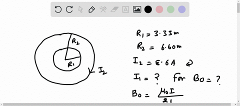 7-two-concentric-circular-wire-loops-in-the-same-plane-each-carry-a-current-the-larger-loop-has-a-current-of-864-a-circulating-clockwise-and-has-a-radius-of-660-cm-the-smaller-loop-has-a-radius-of-333