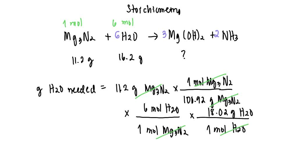 SOLVED For the following reaction, 12.1 grams of magnesium nitride are