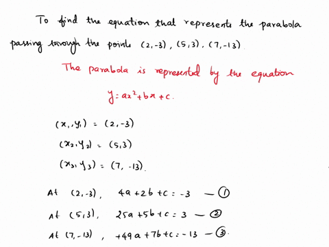 which-equation-represents-the-parabola-passing-through-points-2-3-5-3-a-n-d-7-13-36638
