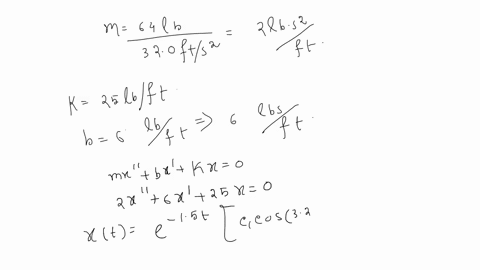 a-64-ib-weight-is-suspended-from-spring-with-constant-k-25-iblft-it-is-initially-displaced-18-inches-above-equilibrium-and-released-from-rest-find-its-displacement-for-0-il-the-medium-resist-32223