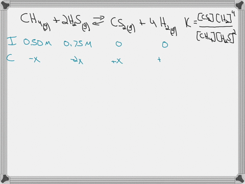 consider-the-following-reaction-ch4g-2-h2sg-cs2g-4-h2g-a-reaction-mixture-initially-contains-050-m-ch4-and-075-m-h2s-if-the-equilibrium-concentration-of-h2-is-044-m-find-the-equilibrium-cons-38015