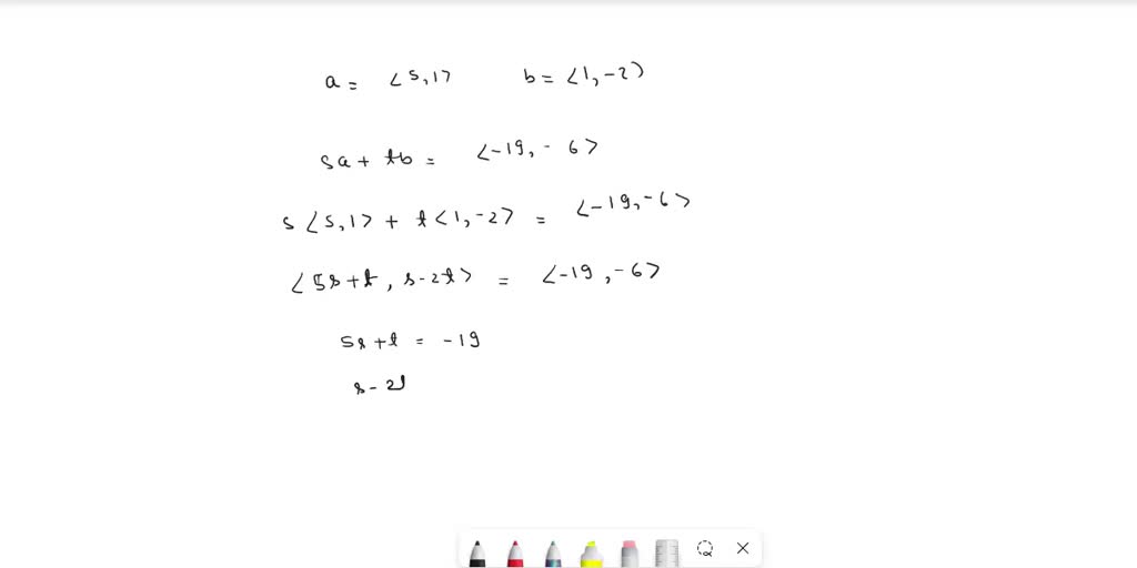 SOLVED: point) Let 5,1 andb = (1, Show that there are scalars and so ...