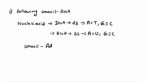 which-of-the-following-pairs-with-uracil-in-rna-adenine-thymine-guanine-cytosine-rna-is-single-stranded-and-found-mainly-in-the-nucleus-true-false-which-of-the-following-is-not-true-dna-is-f-40716