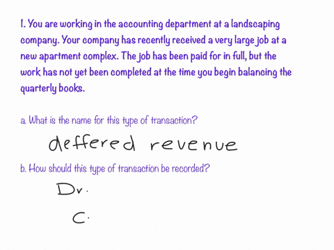 1-you-are-working-in-the-accounting-department-at-a-landscaping-company-your-company-has-recently-received-a-very-large-job-at-a-new-apartment-complex-the-job-has-been-paid-for-in-full-but-t-43119