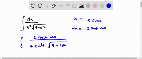 dx-x2-sqrt-4-x2-let-x-2sintheta