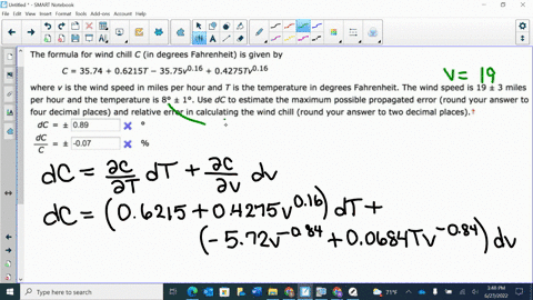 01-points-previous-answers-larcalc11-134027mi-my-notes-ask-your-teacher-the-formula-for-wind-chill-c-in-degrees-fahrenheit-is-given-by-c-3574-06215t-3575v016-04275tv016-where-v-is-the-wind-s-78485