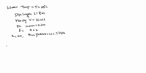 water-at-t-25c-is-drawn-from-an-underground-detention-tank-and-discharged-into-a-drain-using-a-8-m-long-pipe-and-pump-figure-1-the-pipe-has-a-diameter-of-100-mm-and-a-friction-factor-of-f-00-49377