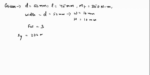 please-discuss-the-solution-problem1-a-portion-of-a-shaft-has-a-diameter-of-52-mm-where-a-gear-is-to-be-mountedthe-gear-transmits-350-n-m-of-torquethe-shaft-is-to-be-madeof-sae1040-cold-draw-16053